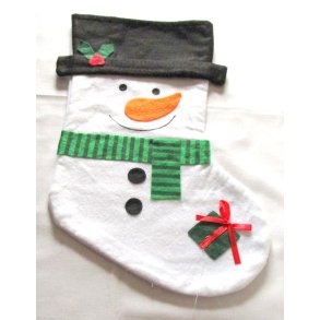 Hvid Julesok  med broderet Navn.