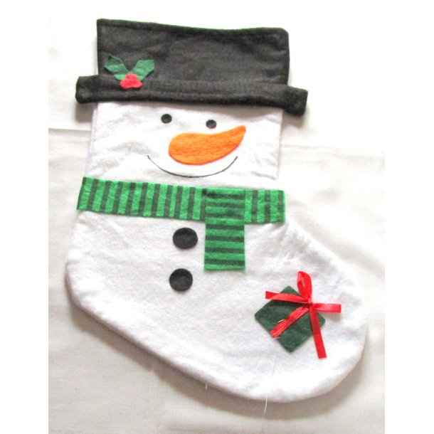 Hvid Julesok  med broderet Navn.