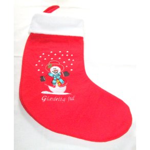 Broderet snemand med navn.