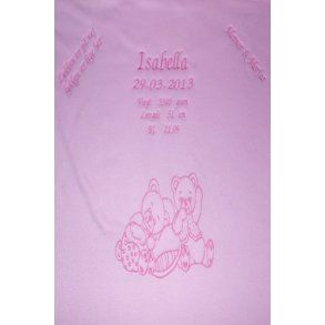 Lyserdt tppe med navn & dato & lyserd trd.