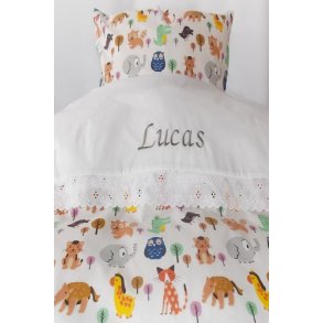 Baby Sengetj med DYR med navn & dato.