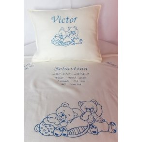 Rhvidt tppe med alle dataer & pude & bl trd.