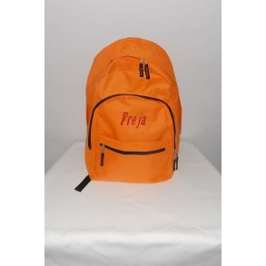 Orange stor Rygsk med navn.