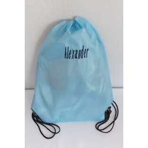 Lysebl gymnastikpose med navn.