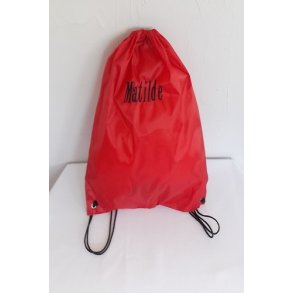 Rd gymnastikpose med navn.