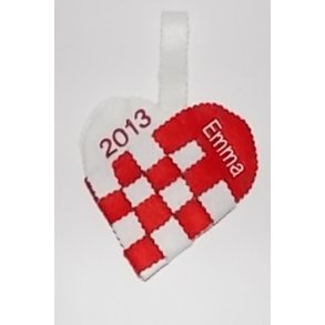 Rdt Julehjerte med navn & r.