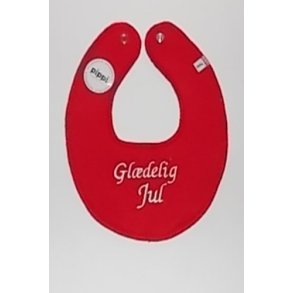 Rd hagesmk med tekst Gldelig Jul.