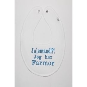 Hvid hagesmk med tekst  Jeg har Farmor.