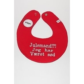 Rd hagesmk med tekst Julemand jeg har vret sd.