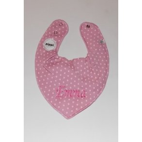 Rosa trkldesmk med prikker & navn.