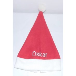 Voksen nissehue med navn.