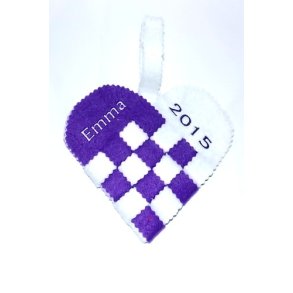 Lilla Julehjerte med navn & r.