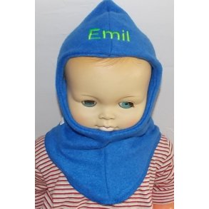 Elefanthue coboltbl med navn.