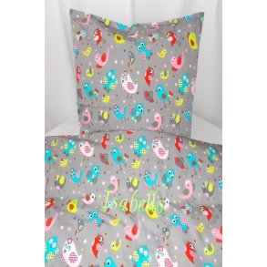 Grt Junior Sengetj med Fugle navn & dato.