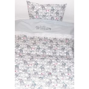 Junior Sengetj med skovens dyr med navn & dato.