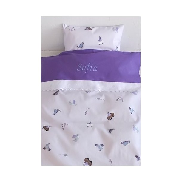 Lyselilla Baby sengetj med Dinosaur & navn.