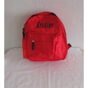 R�d rygs�k med navn.