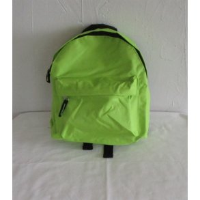 Limegrn lille rygsk med navn.