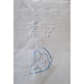 Hvidt tppe med alle data & lysebl trd.