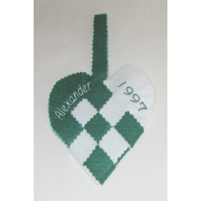 Grnt Julehjerte med navn & r.