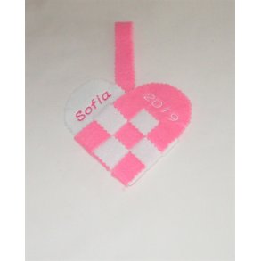 Lyserdt Julehjerte med navn & r.