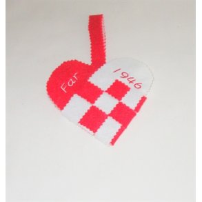 Rdt Julehjerte med navn & r.