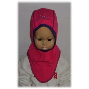 Elefanthue pink med navn.