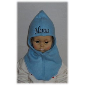 Elefanthue bl med navn.