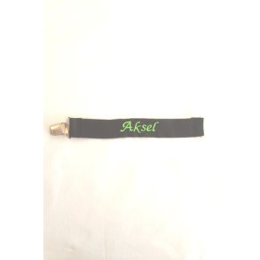 M�rkegr� sutteholder med navn.