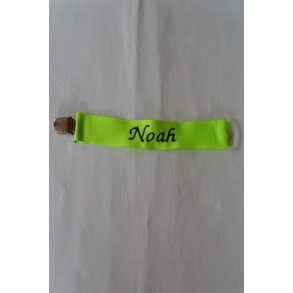 Limegr�n sutteholder med navn.