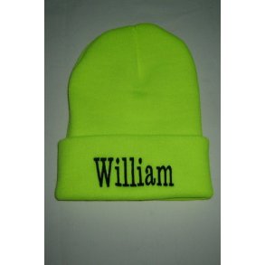 Strikhue Limegrn lille med navn.